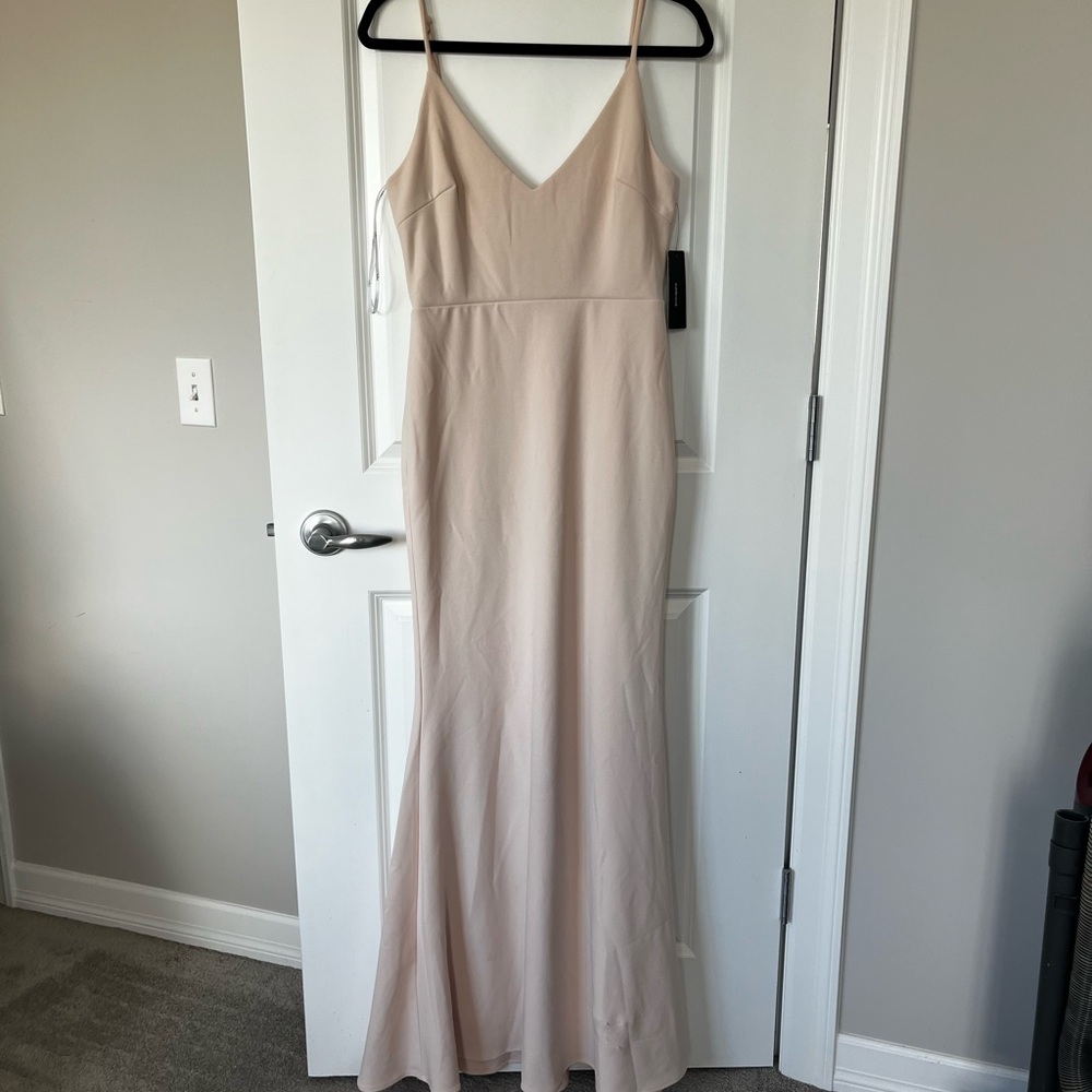 Lulu's Gold Spaghetti Strap Maxi Dress for Weddings
